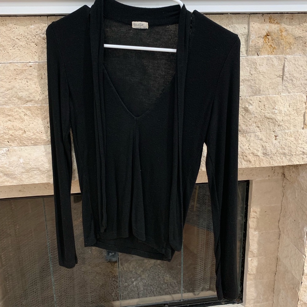 Brandy Melville Black Fitted Long Sleeve Shirt